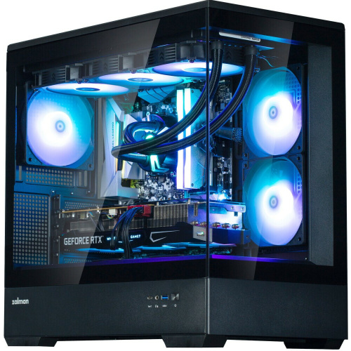 Корпус ZALMAN P30, MATX, Black, Window, 2x3.5", 3x2.5", 1xUSB TYPE-C, 1xUSB3.0, Side 2x120mm ARGB, Rear 1x120mm ARGB