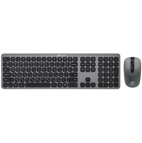 Клавиатура + мышь OKLICK 300M клав:серый мышь:серый/черный USB беспроводная slim