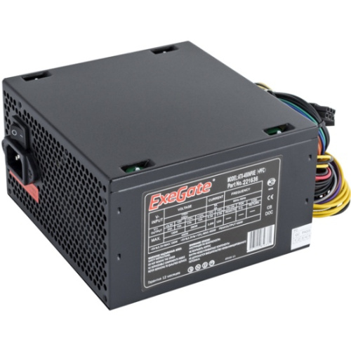 Блок питания Exegate EX221636RUS-S 400NPXE(+PFC), ATX, SC, black,12cm fan, 24p+4p, 6/8p PCI-E, 3xSATA, 2xIDE, FDD + кабель 220V с защитой от выдергива