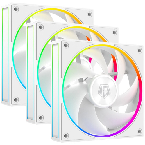 Вентилятор ID-COOLING AF-127-ARGB-W Trio (3 in 1) 120x120x27мм (PWM, резиновые углы, белый, 500-2000об/мин) BOX