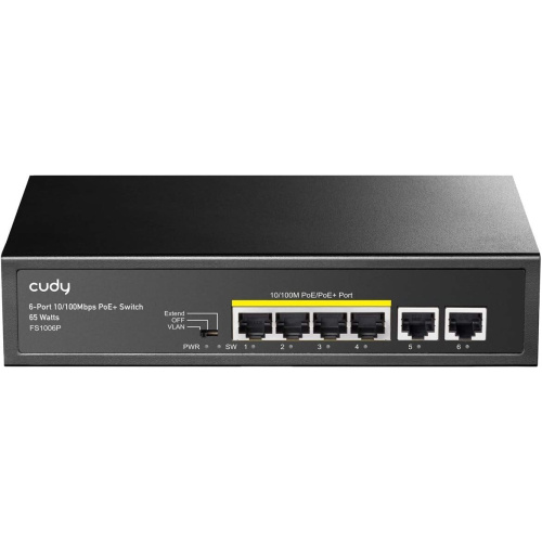Коммутатор неуправляемый Cudy FS1006P (L2) 6x100Мбит/с 4PoE+ 60W