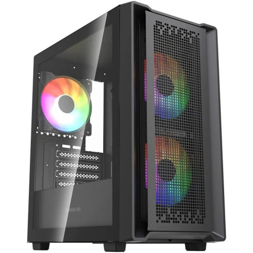 Корпус Powercase Mistral SM04 ARGB (CMMSM04B-A3), Tempered Glass, Front Nylon Filter, 3x120mm ARGB PWM fans, чёрный, mATX