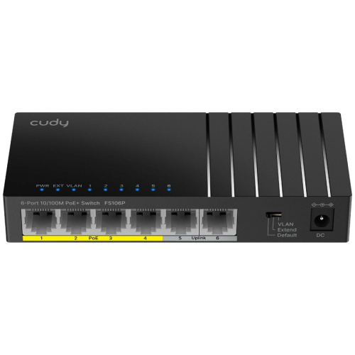 Коммутатор Cudy FS106P с 6 портами 10/100Мбит/с и поддержкой PoE+ (36Вт)