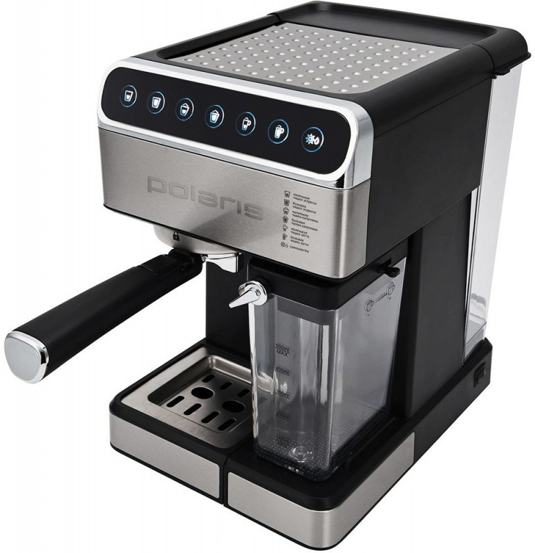 Кофеварка эспрессо Polaris PCM 1535E черный/серебристый — фотография 3