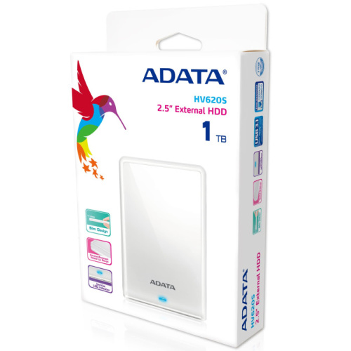Внешний HDD 1TB A-DATA HV620S (AHV620S-1TU31-CWH), 2,5", USB 3.1, Slim, белый
