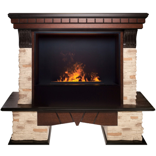 Электрокамин RealFlame Rockland AO античный дуб с очагом 3D Cassette 630 Black Panel