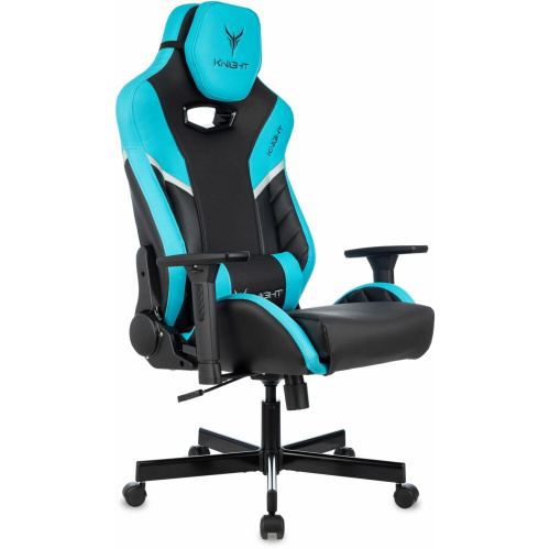 Кресло игровое Knight Thunder 5X BL черный/голубой эко.кожа