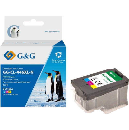 Картридж струйный G&G GG-CL-446XL-N CL-446 голубой/пурпурный/желтый (15мл) для Canon PIXMA MX494; MG2440/2545S/2940/2540/2540S/3040;iP2840;TS204/304/3