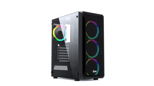 Корпус Powercase Mistral Z4 Mesh LED (CMIZB-L4) Tempered Glass, 4x 120mm 5-color fan, чёрный, ATX