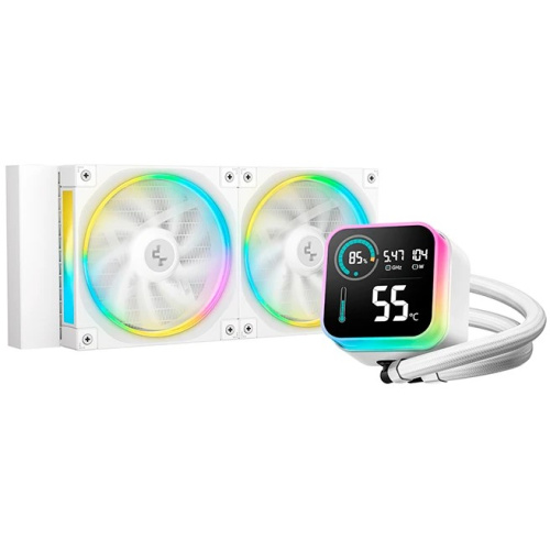 СВО DEEPCOOL LQ240 WH LGA20XX/1700/1200/115X/AM5/AM4 (TDP 250W, ARGB Lighting, Anti-Leak edition, PWM, Dual Fan, бел)