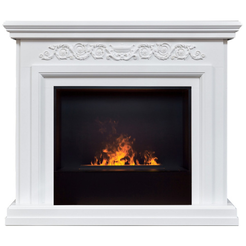 Электрокамин RealFlame Leticia 26 WT белый с очагом 3D Cassette 630 Black Panel
