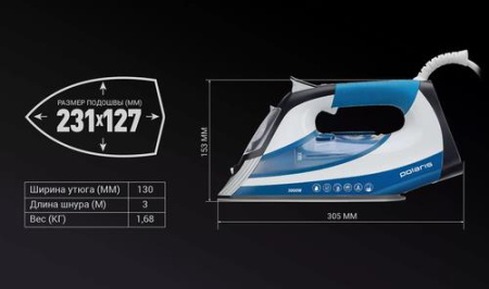 Утюг Polaris PIR 3033 SG AK голубой