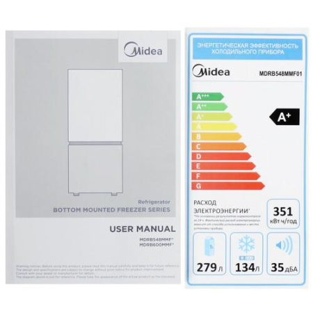 Холодильник с морозильником   Midea MDRB548MMF01 белый