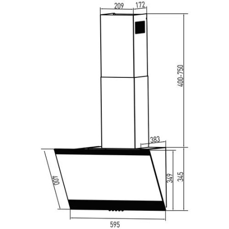 Вытяжка наклонная Oasis NL-60B черный/серебристый