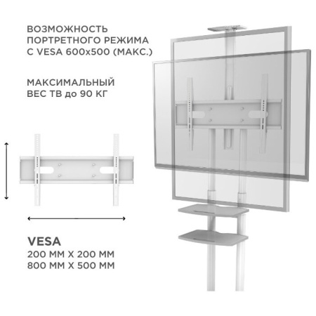 Мобильная стойка ONKRON TS1881 White